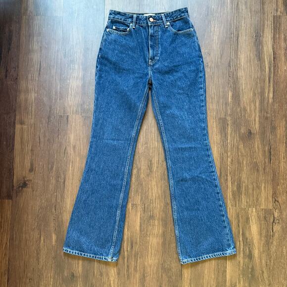 GANNI Betzy Slim Flare Jeans 26W x 32L Dark Blue Organic Cotton Scandi Girl - Picture 7 of 13